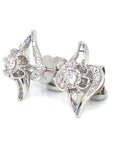 18K White Gold Swan Lotus Diamond Earrings